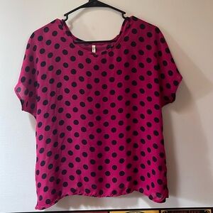 Women’s Pink and Navy blue Polka Dot Top